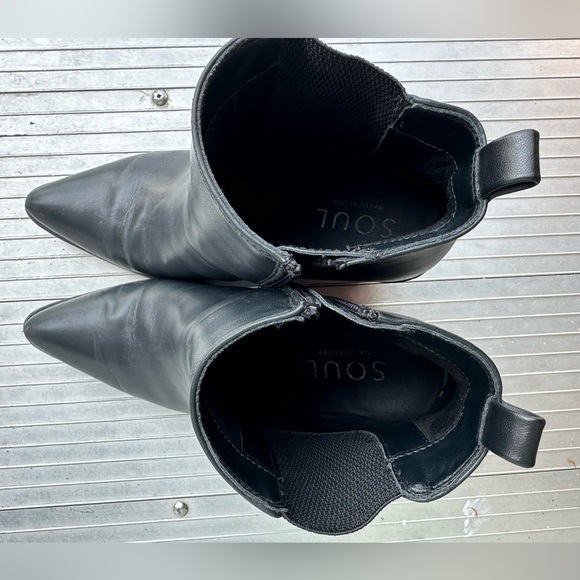 Soul Naturalizer Black Wedges Boots Size 10 Wide Zip Up Booties Heels Heeled - Picture 2 of 5